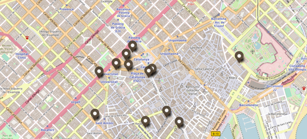 Barcelona-Unterkunft-Empfehlungen-Karte