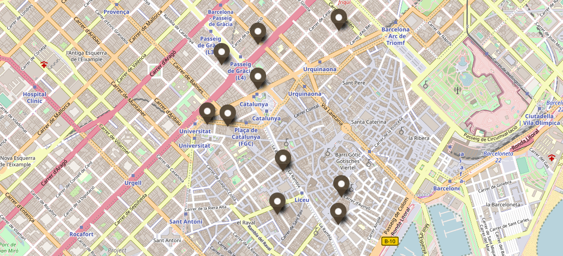 Hotels im Zentrum von Barcelona Karte