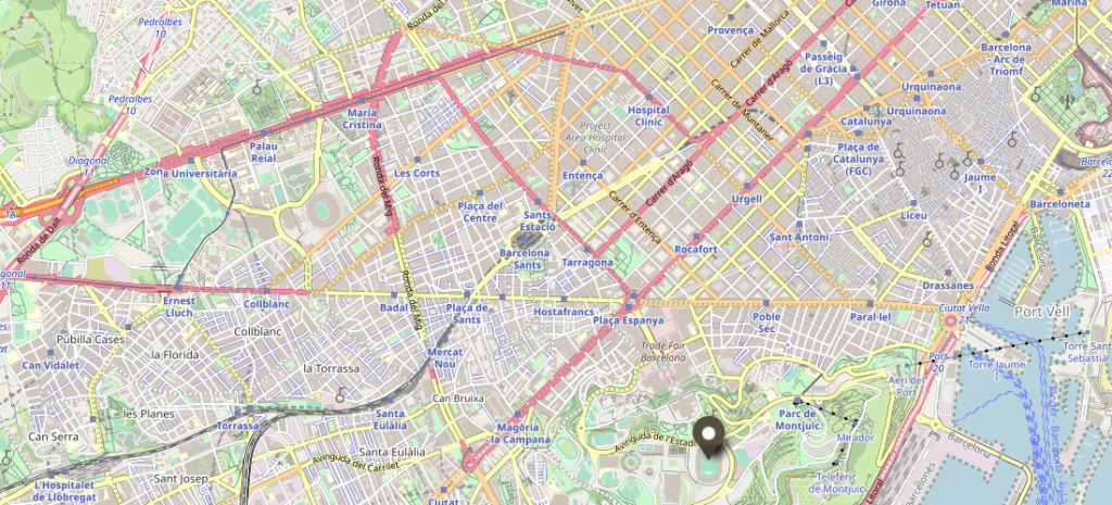 Olympiastadion-in-Barcelona-Karte