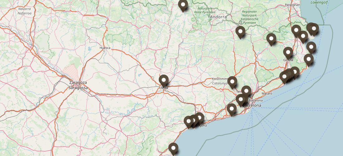 Sehenswürdigkeiten in Katalonien Karte
