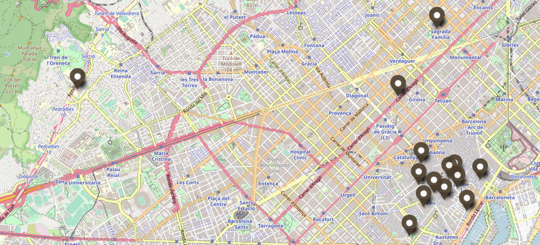 Kirchen in Barcelona Karte