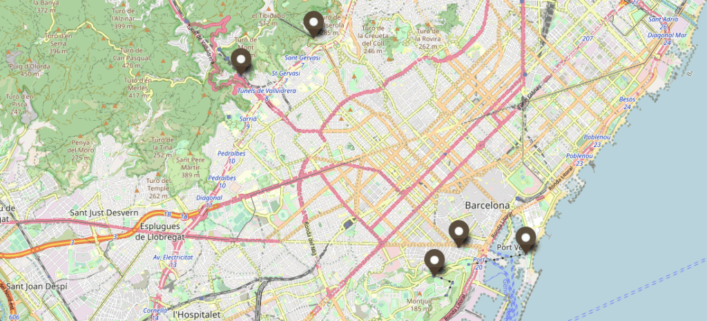 Seilbahnen in Barcelona - Karte