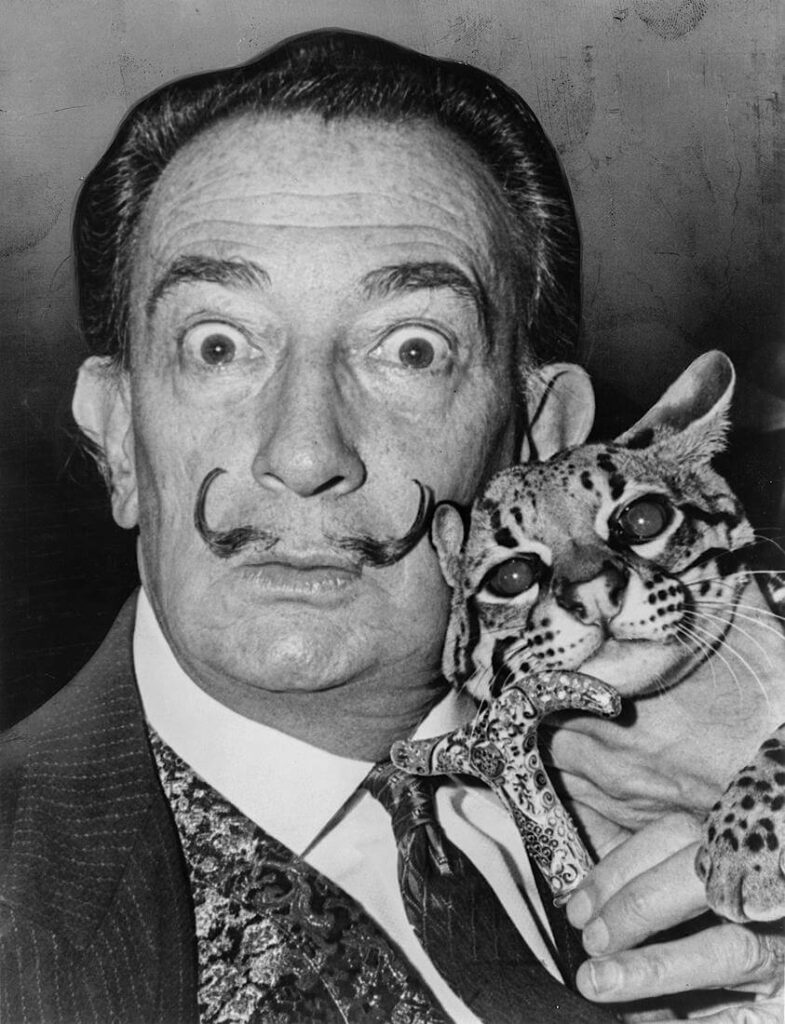 Salvador Dalí mit Ozelot