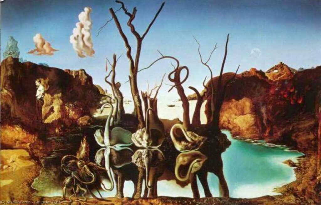 Schwan reflektiert als Elefant von Salvador Dalí